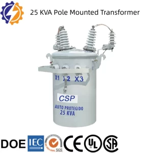 Durable 25 kVA single-phase pole-mounted transformers manufactured by Yongxing Transformer in China, ideal for overhead distribution.