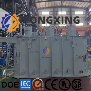 High-performance 100 MVA oil-immersed power transformer (220 kV/230 kV) available for sale from Yongxing Transformer.