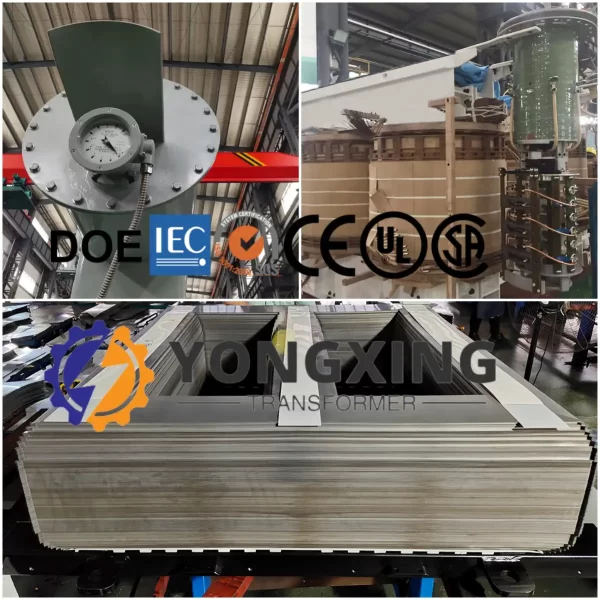 Premium silicon steel core used in 100 MVA oil-immersed power transformer by Yongxing Transformer, ensuring efficiency and durability.