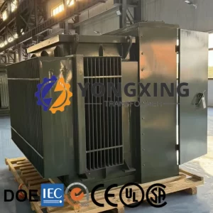 225 kVA pad mount transformer with 12470V delta primary and 480Y/277 wye secondary, manufactured in China by Yongxing Transformer