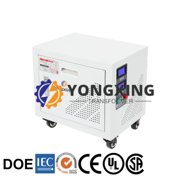 Sleek and robust exterior of the 25 KVA dry type isolation transformer from Yongxing Transformer’s manufacturer factory.