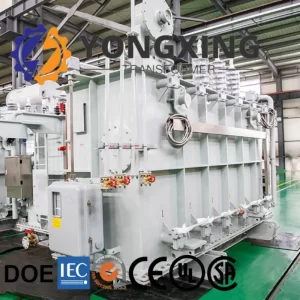 Professional testing of 45 MVA high voltage large power transformer (110 kV/121 kV/132 kV) at Yongxing Transformer factory.