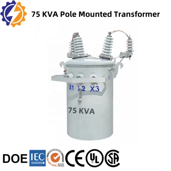 75 kVA pole mount transformer designed and manufactured by Yongxing Transformer in China